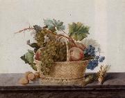 Madame Elie Still life of fruit in a bowl,upon a stone ledge Sweden oil painting artist